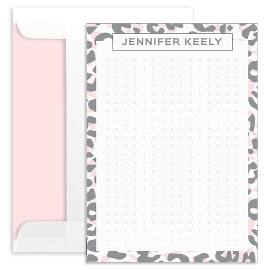Pink Leopard Flat Note Cards